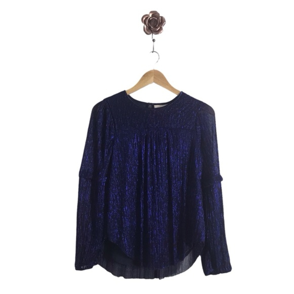 Anthropologie Moulinette Soeurs Small Purple Blue Relaxed‎ Metallic Shimmer Top